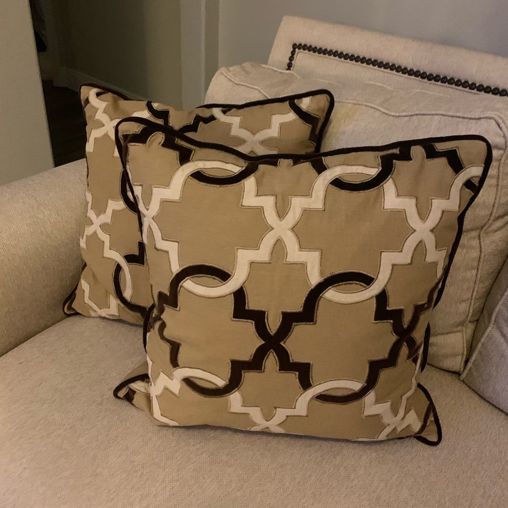 Tan and brown decorative pillows! 24x24 I believe